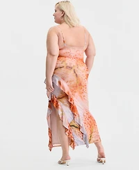 Bar Iii Trendy Plus Ruffled Maxi Dress, Macy's Exclusive