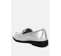 Rugle Metallic Faux Leather Flat Loafers