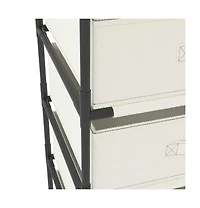 Storage Rack with 4 Fabric Baskets Steel Cream