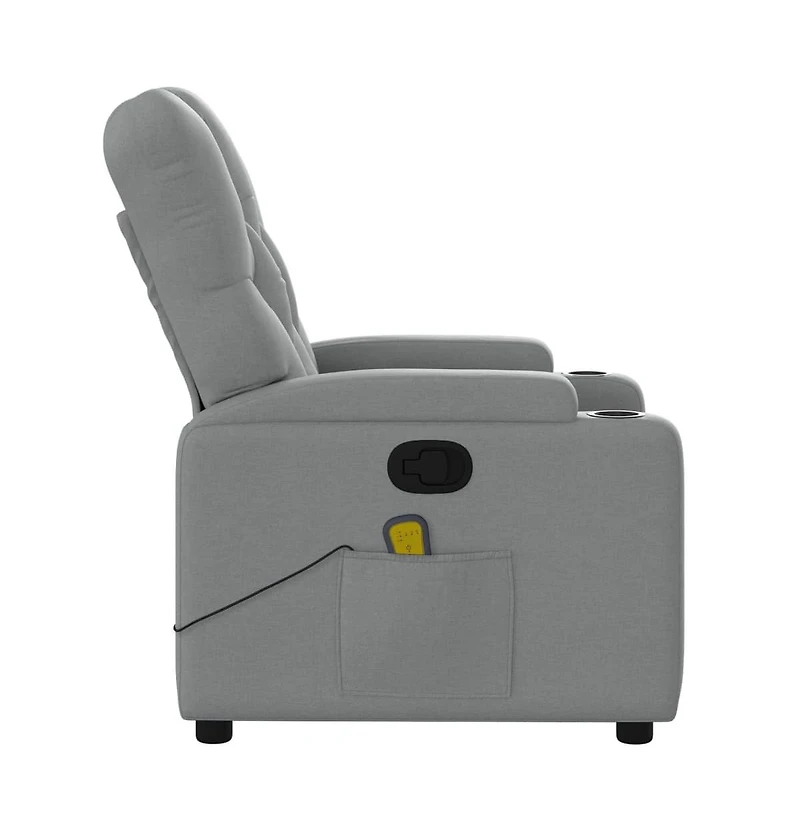 vidaXL Massage Recliner Chair Light Gray Fabric