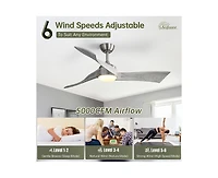 Sofucor 52-inch Sand Nickel Modern 3 Blades Ceiling Fan Light with Remote Control Support Six Speed Ajustable