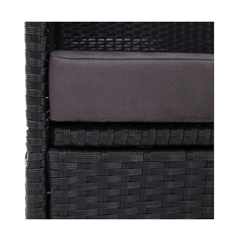 vidaXL Patio Sofa Bed with Canopy Poly Rattan Black