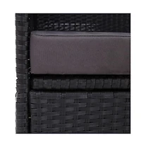 vidaXL Patio Sofa Bed with Canopy Poly Rattan Black