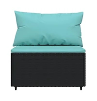 4 Piece Patio Lounge Set with Cushions Black Poly Rattan