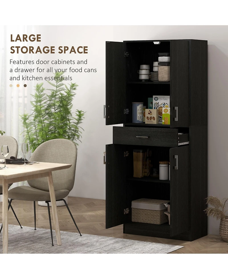 Homcom 71" Kitchen Pantry Cabinet with Drawer and Adjustable Shelf