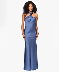 Betsy & Adam Petite Halter Neck Sleeveless Long Dress