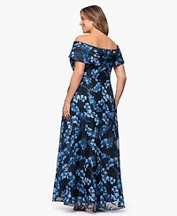 Betsy & Adam Plus Off-The-Shoulder Long Dress