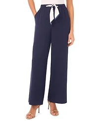 CeCe Women's Straight Leg Contrast Tie Pants