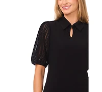 CeCe Women's Short-Sleeve Keyhole Top
