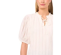 CeCe Women's Tie Neck Short-Sleeve Crop Top