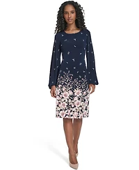 Tommy Hilfiger Women's Balloon-Sleeve Border Print Jersey Shift Dress