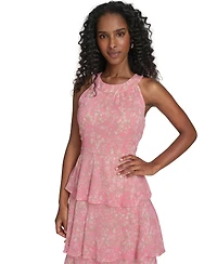 Tommy Hilfiger Women's Sleeveless Halter Neck Tiered Maxi Dress
