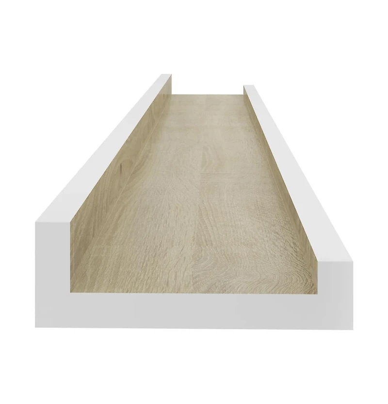 vidaXL Wall Shelves 2 pcs White and Sonoma Oak 23.6"x3.5"x1.2"