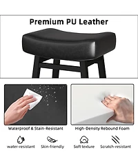 Dyhome 24 Inches Bar Stools Set of 3, Saddle Kitchen with Pu Leather Cushion Counter Height Barstools for Dining Cafe