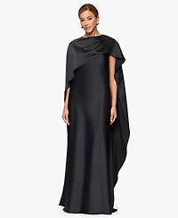 Xscape Women's Long Satin Boat Neck Dress