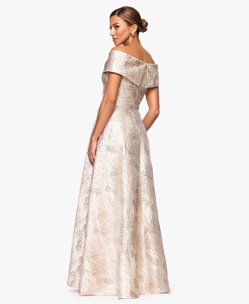 Xscape Women's Sweetheart Neck Off-The-Shoulder Long Dress