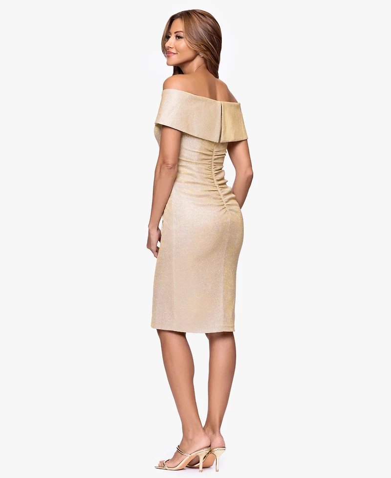 Xscape Women's Galaxy Off-The-Shoulder Glitter Dress