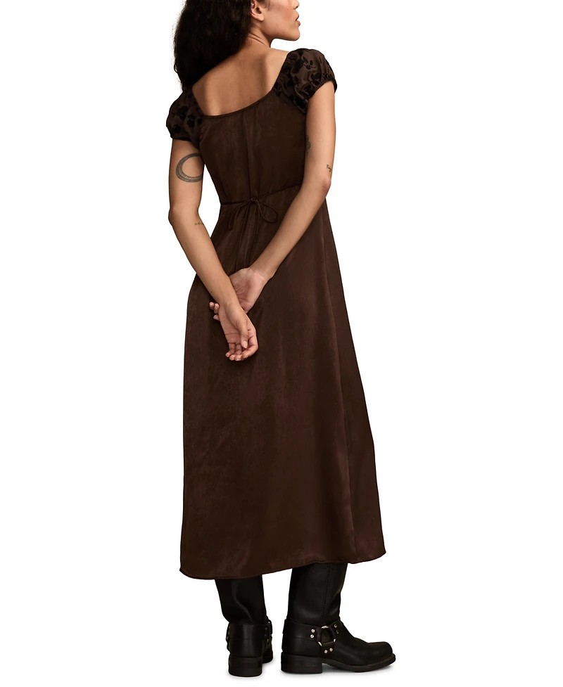Lucky Brand Women's Simone Velvet Burnout Midi Dress