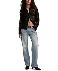 Lucky Brand Women's Sequin Button-Down Shirt