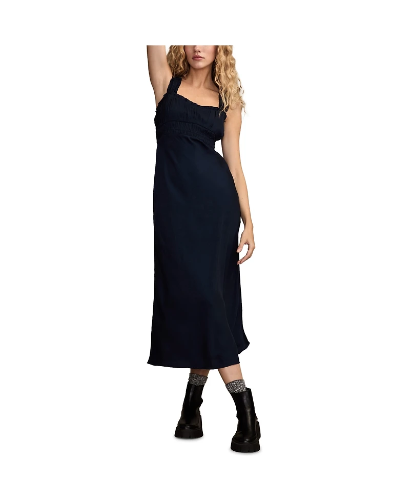 Lucky Brand Women's Ruched Bodice Slip Midi Dress