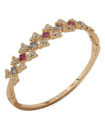 Anne Klein Glass and Plastic Stone Fluted Hinge Bracelet