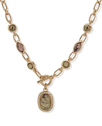 Anne Klein Multi-Stone Pendant Toggle Necklace
