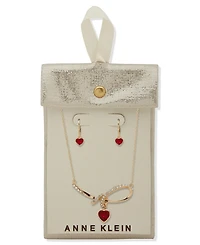 Anne Klein 2-Piece Multi-Stone Heart Knot Pendant Necklace and Earrings Set