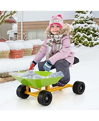 Gymax Kids Ride-On Sand Dumper Outdoor Sandbox Toy w/ Controllable Shovel & 4 Wheels