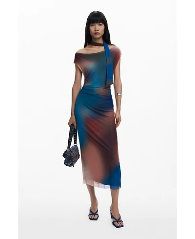 Desigual Women's Draped with Irregular Neckline Dress