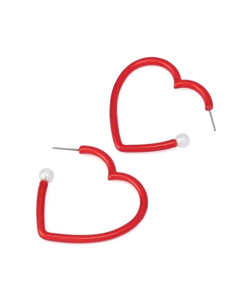 Betsey Johnson Faux Stone Love Spell Heart Hoop Earrings