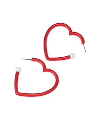 Betsey Johnson Faux Stone Love Spell Heart Hoop Earrings