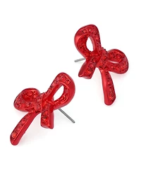 Betsey Johnson Faux Stone Love Spell Pave Bow Stud Earrings