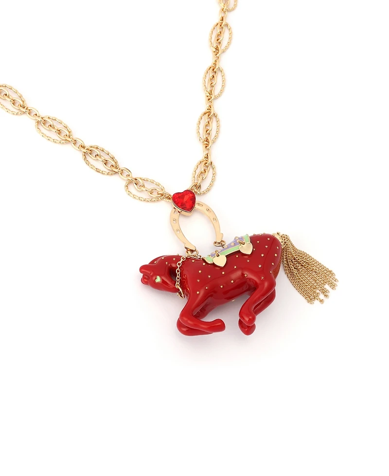 Betsey Johnson Faux Stone Horse Pendant Necklace