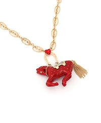 Betsey Johnson Faux Stone Horse Pendant Necklace