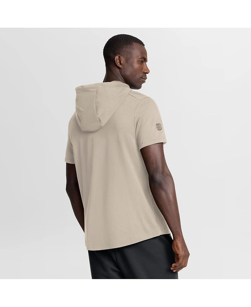 Fanatics Men's Tan Vegas Golden Knights Authentic Pro Road Short Sleeve Hoodie