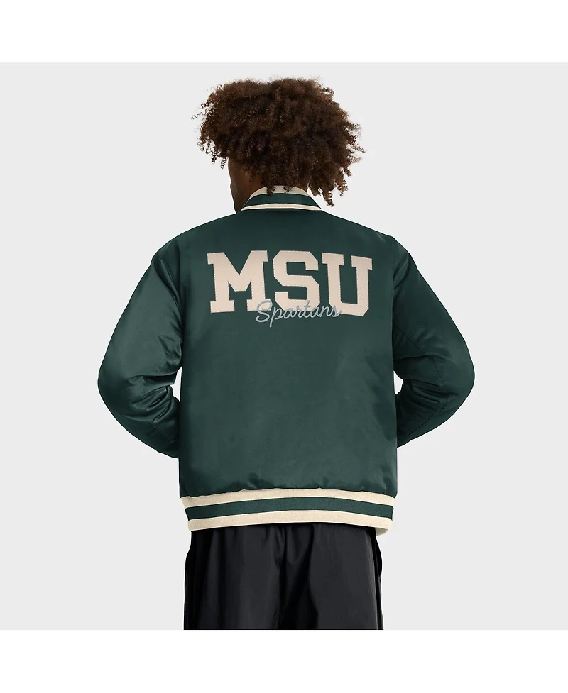 Nike Men's Green Michigan State Spartans Legacy Full-Snap Bomber Jacket