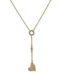 Dkny Gold-Tone Crystal Puffy Heart Y Necklace