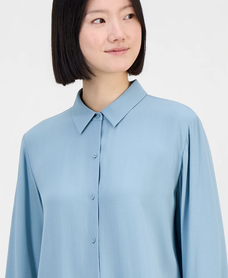 Eileen Fisher Women's Silk Classic-Collar Long Shirt