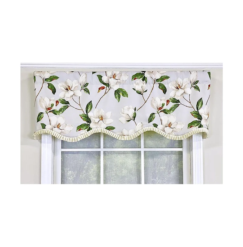 Rlf Home Magnolia Ruffled Provance Valance 3inch Rod Pocket