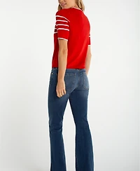 Liverpool Los Angeles Petite Crewneck Stripe Detail Sweater