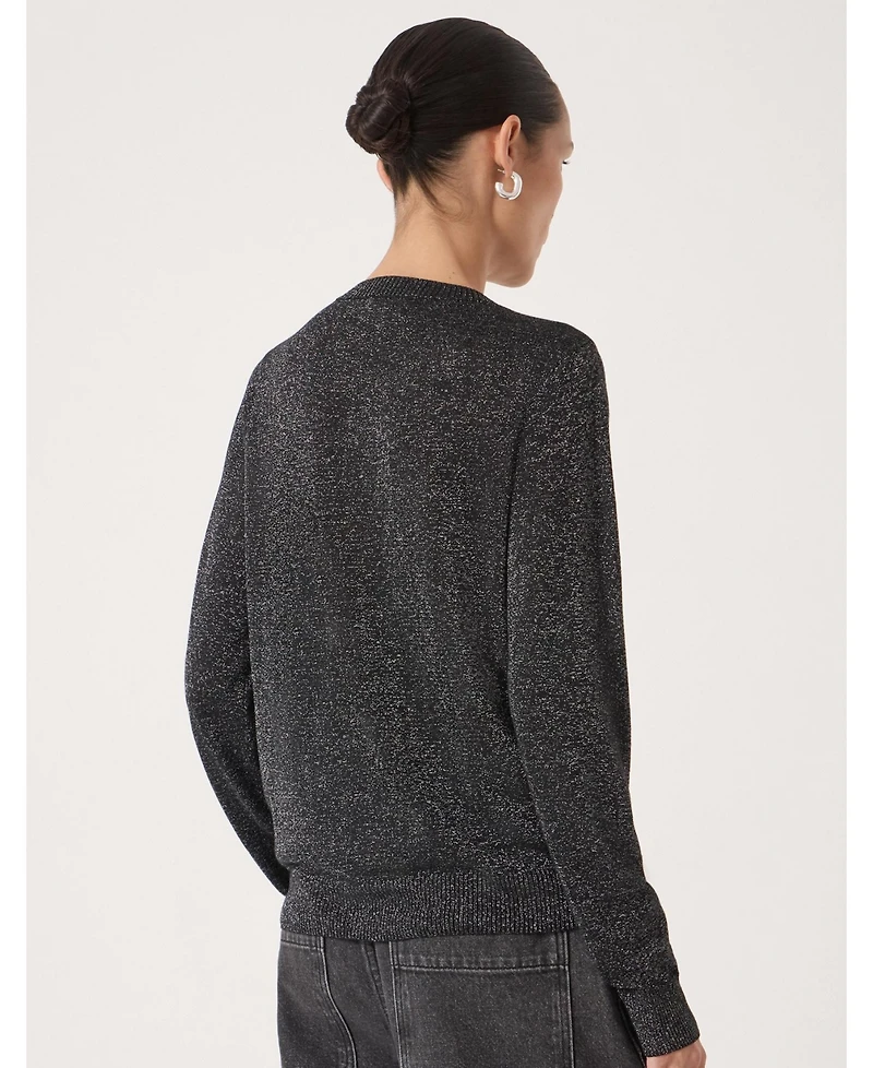 Hush Women's Crew Neck Slim Fit Metallic Cardigan