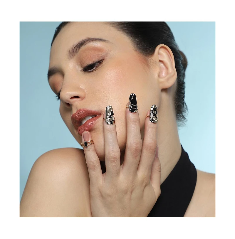 Sohi Women's The Corroded-Checks Nail Rings