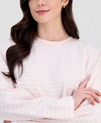 Hippie Rose Juniors' Oversized Striped Long-Sleeve Crewneck Tee