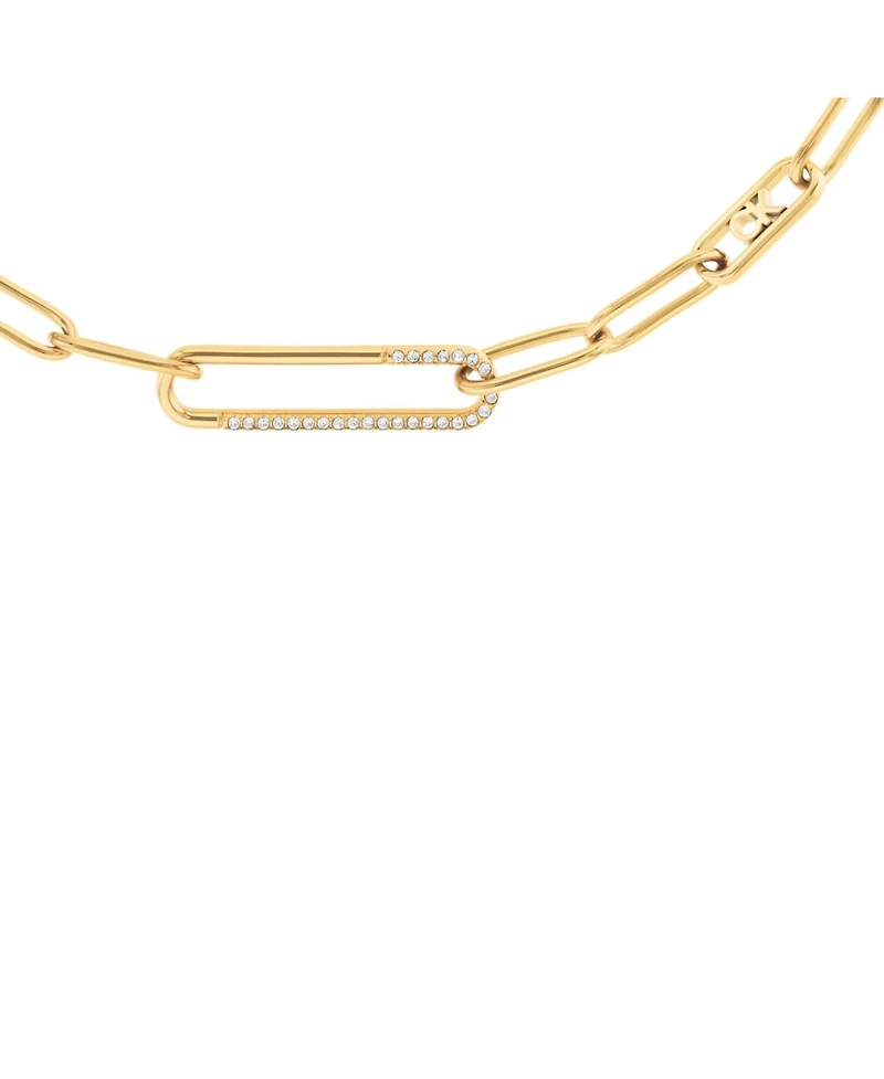 Calvin Klein Stainless Steel Pave & Logo Link Collar Necklace, 16" + 2" extender