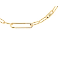 Calvin Klein Stainless Steel Pave & Logo Link Collar Necklace, 16" + 2" extender