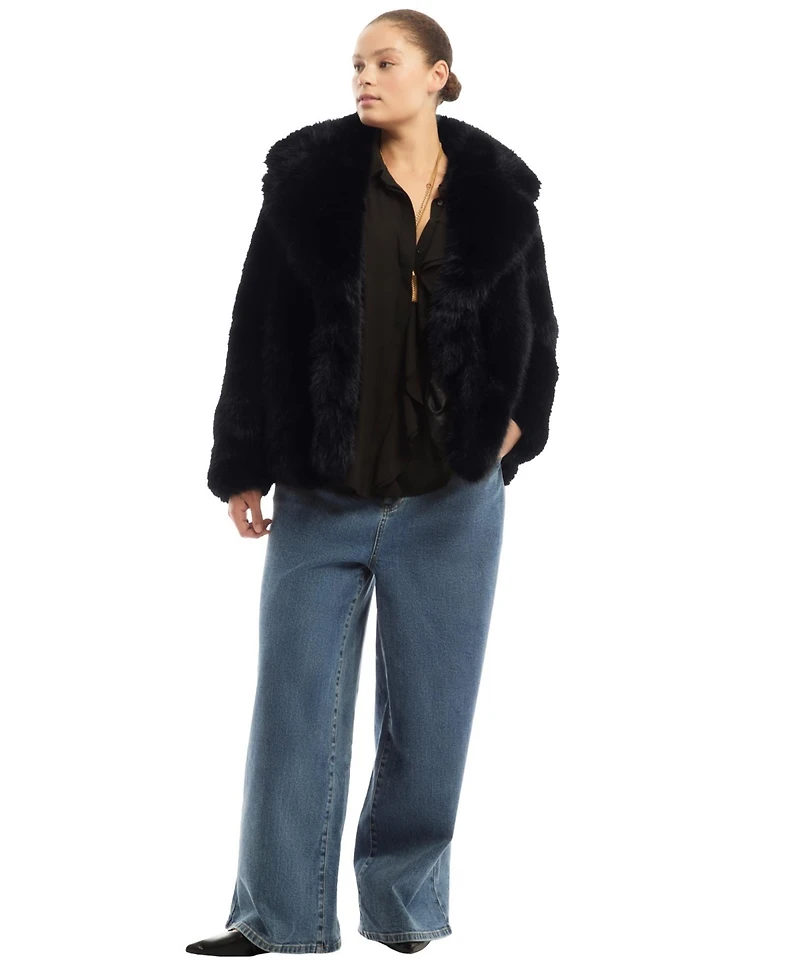 June + Vie Women's Faux Fur Coat