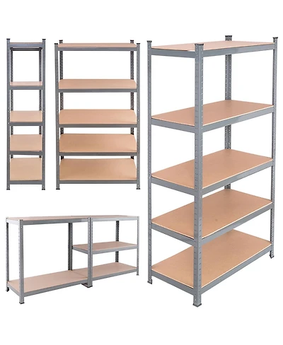 Sugift 71 inch Heavy Duty Steel Adjustable 5 Level Storage Shelves