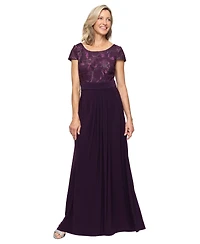 Alex Evenings Petite Scoop Neck Short-Sleeve Dress