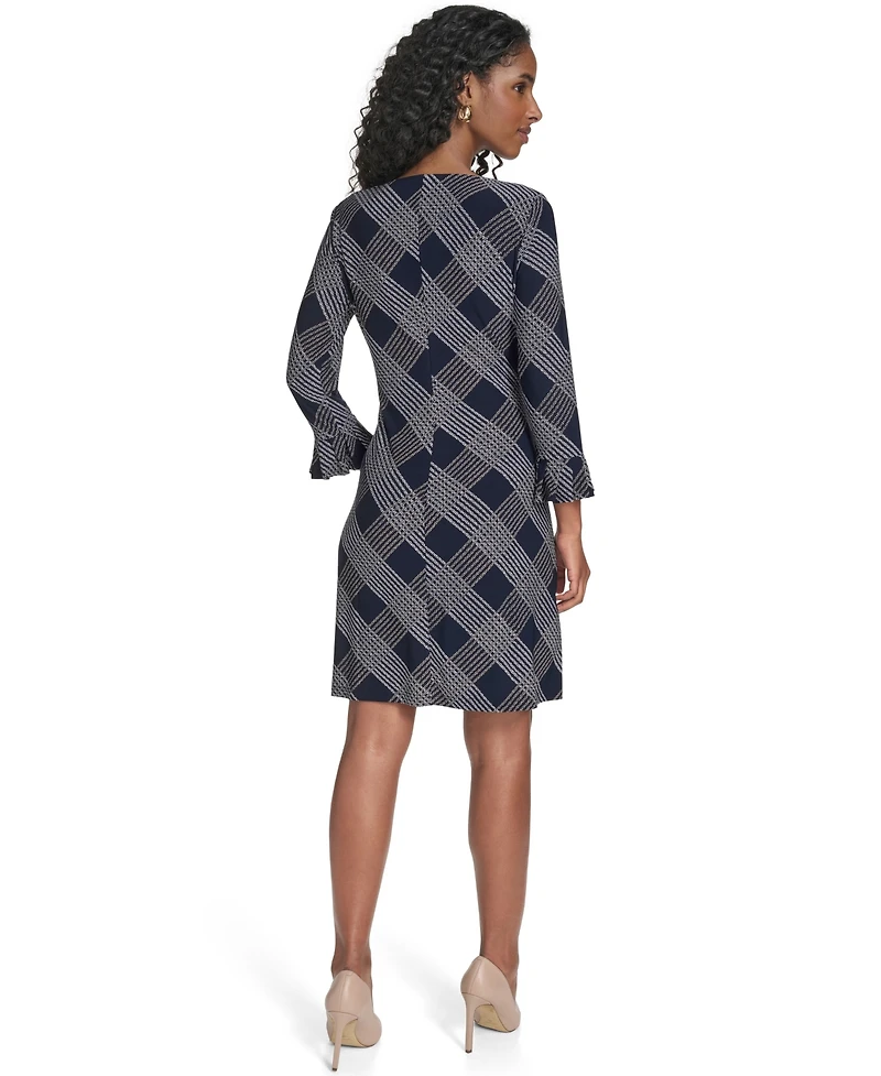 Tommy Hilfiger Petite Plaid 3/4-Sleeve Shift Dress
