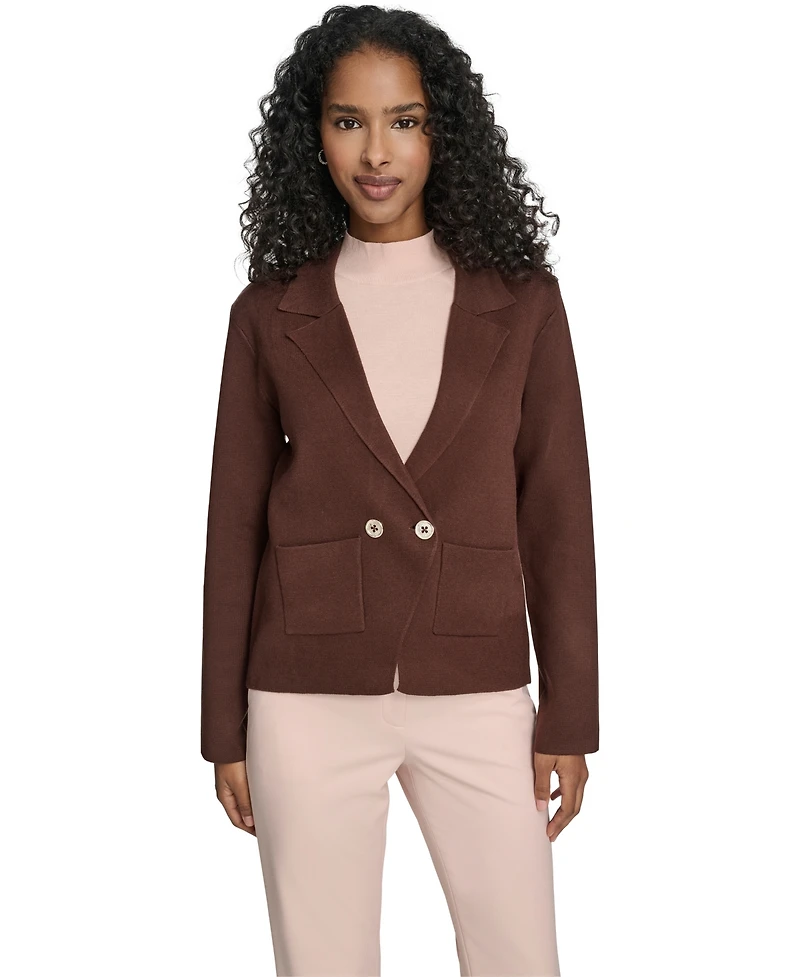 Tommy Hilfiger Women's Double Breasted Peak Lapel Sweater Jacket